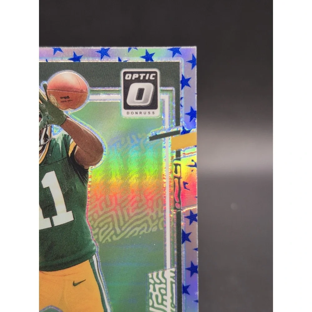 Jayden Reed 2023 Donruss Optic Blue Star Emoji SSP Rated Rookie Packers #239